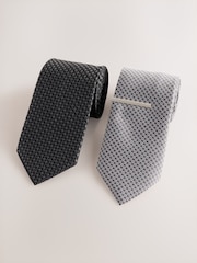 Black Textured Ties 2 Pack - Image 1 of 4