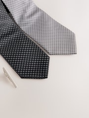 Black Textured Ties 2 Pack - Image 2 of 4