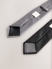 Black Textured Ties 2 Pack - Image 3 of 4