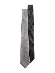Black Textured Ties 2 Pack - Image 4 of 4