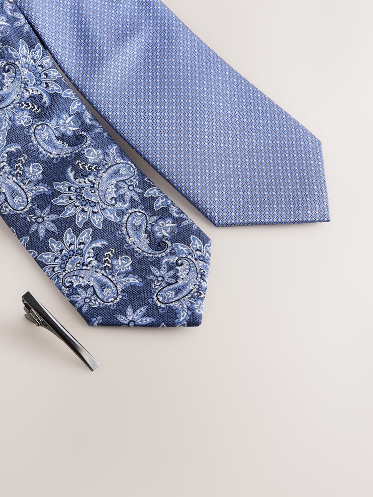 Blue Textured Ties 2 Pack - Image 2 of 3 Blue Textured Ties 2 Pack - Image 2 of 3