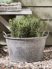 Dibor Silver Galvanised Tub Planter - Image 1 of 6