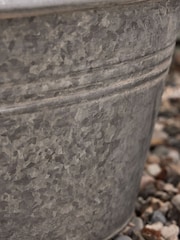 Dibor Silver Galvanised Tub Planter - Image 5 of 6