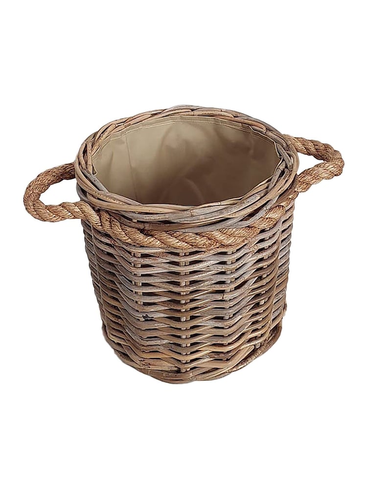 Dibor Brown Otavi Round Log Basket - Image 2 of 5 Dibor Brown Otavi Round Log Basket - Image 2 of 5