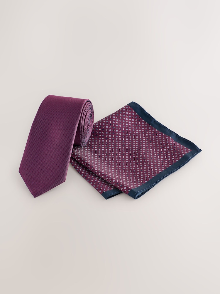 Burgundy Red Tie Pocket and Square Set - Image 1 of 4 Burgundy Red Tie Pocket and Square Set - Image 1 of 4
