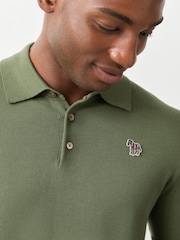 Zaļš - Paul Smith Zebra Logo adīts polo krekls - Attēls 3 no 4