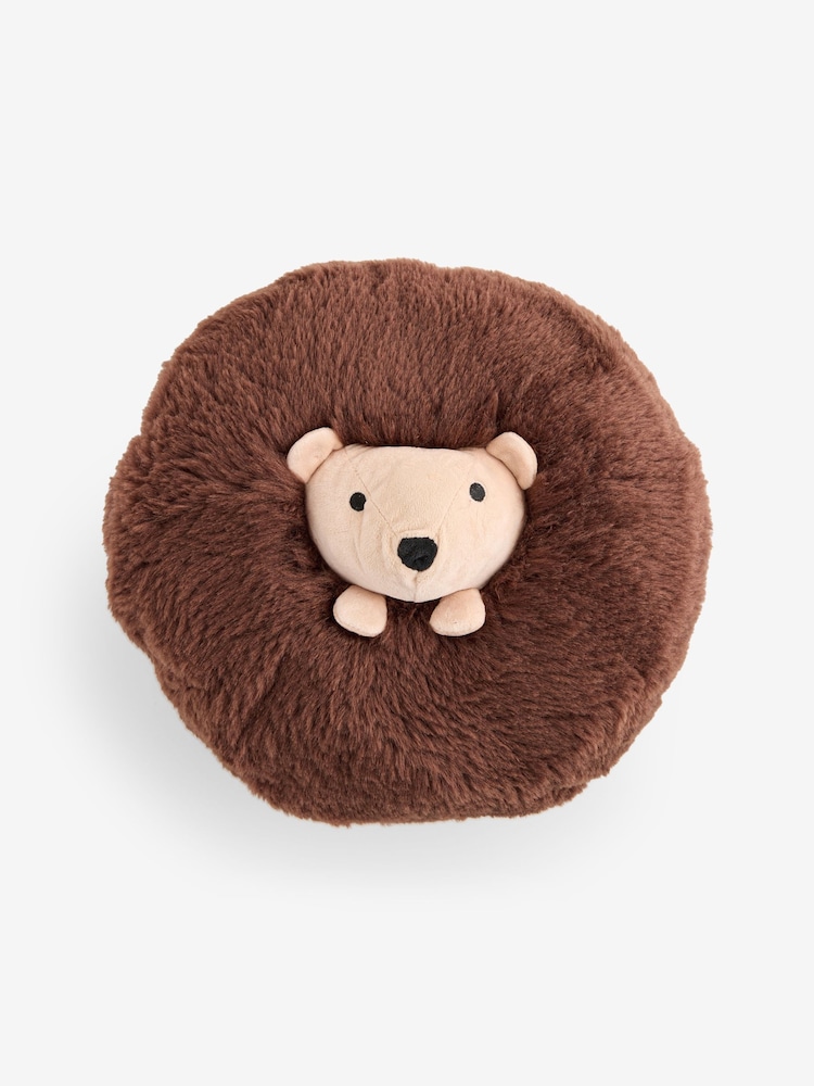 Brown Faux Fur Hedgehog Hand Warmer Cushion - Image 1 of 1 Brown Faux Fur Hedgehog Hand Warmer Cushion - Image 1 of 1