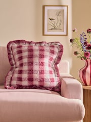 50 X 50cm Gingham Ruffle Cushion - Billede 1 af 2
