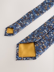 Navy Ditsy Floral Tie With Tie Clip - Image 3 of 3