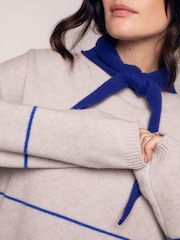 Celtic & Co. Blue Merino Blend Split Hem Slouch Funnel Neck Jumper - Image 3 of 7