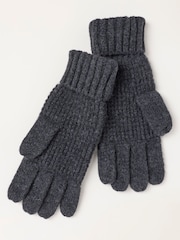 FatFace Charcoal Grey Waffle Gloves - Image 2 of 3