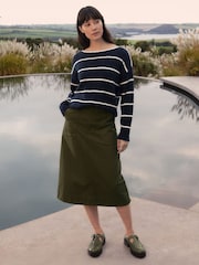 Celtic & Co. Blue Linen Blend Stripe Boat Neck Jumper - Image 1 of 8