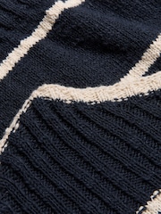 Celtic & Co. Blue Linen Blend Stripe Boat Neck Jumper - Image 6 of 8