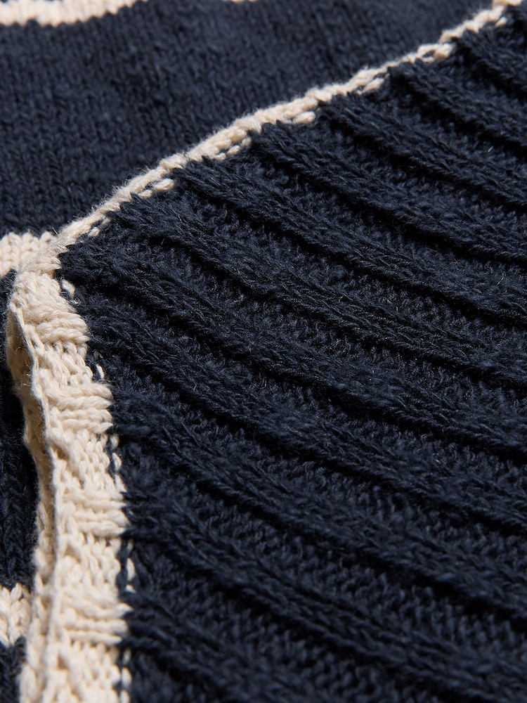 Celtic & Co. Blue Linen Blend Stripe Boat Neck Jumper - Image 8 of 8