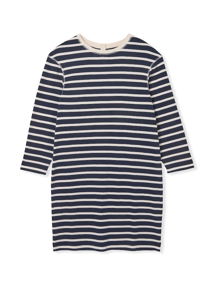 jersey dress knee length Celtic & Co. Women's Heavyweight Knee-Length Dress - Navy / Chalk