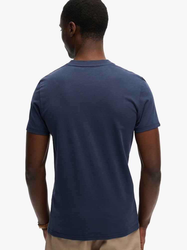 Superdry Blue Essential Stacked Logo Embroidered T-Shirt - Image 2 of 7
