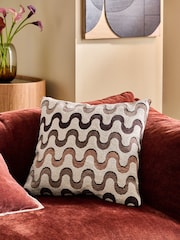 Brown 50 x 50cm Cut Velvet Wiggle Cushion - Image 1 of 5