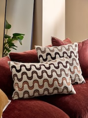 Brown 50 x 50cm Cut Velvet Wiggle Cushion - Image 2 of 5