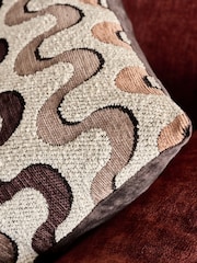 Brown 50 x 50cm Cut Velvet Wiggle Cushion - Image 3 of 5