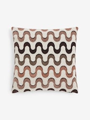 Brown 50 x 50cm Cut Velvet Wiggle Cushion - Image 4 of 5