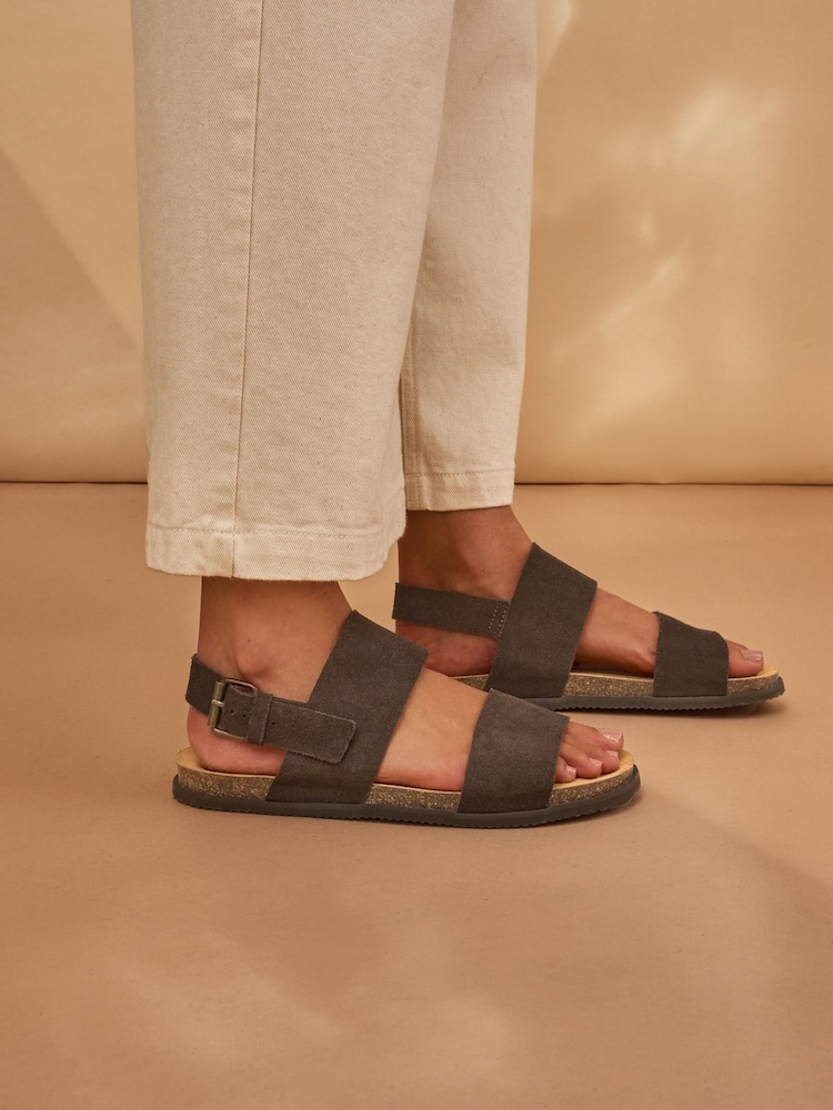 Celtic & Co. Brown Leather Double Strap Sandals With Backstrap - Image 1 of 9 Celtic & Co. Brown Leather Double Strap Sandals With Backstrap - Image 1 of 9