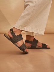 Celtic & Co. Brown Leather Double Strap Sandals With Backstrap - Image 2 of 9
