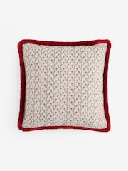 Red/Blue 50 x 50cm Trailing Floral Fringe Cushion - Image 6 of 6