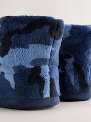 Blue Camoflage Fleece Slipper Boots - Image 3 of 5
