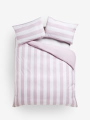 Pink Wide Stripe Reversible Duvet Cover and Pillowcase Set - Image 3 of 4