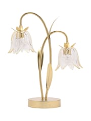 Widdop Gold 2 Stem LED Lamp With Glass Flower And Base - Image 2 of 4