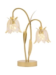 Widdop Gold 2 Stem LED Lamp With Glass Flower And Base - Image 3 of 4