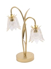 Widdop Gold 2 Stem LED Lamp With Glass Flower And Base - Image 4 of 4