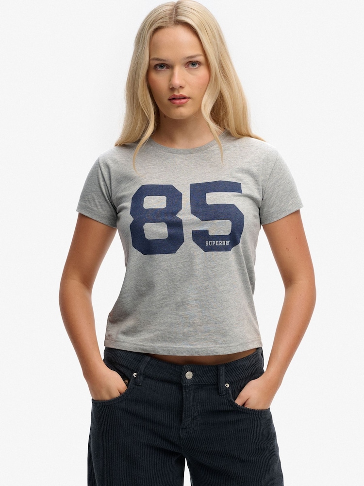 Superdry Grey Athletic Essentials Varsity Number T-Shirt - Image 1 of 6