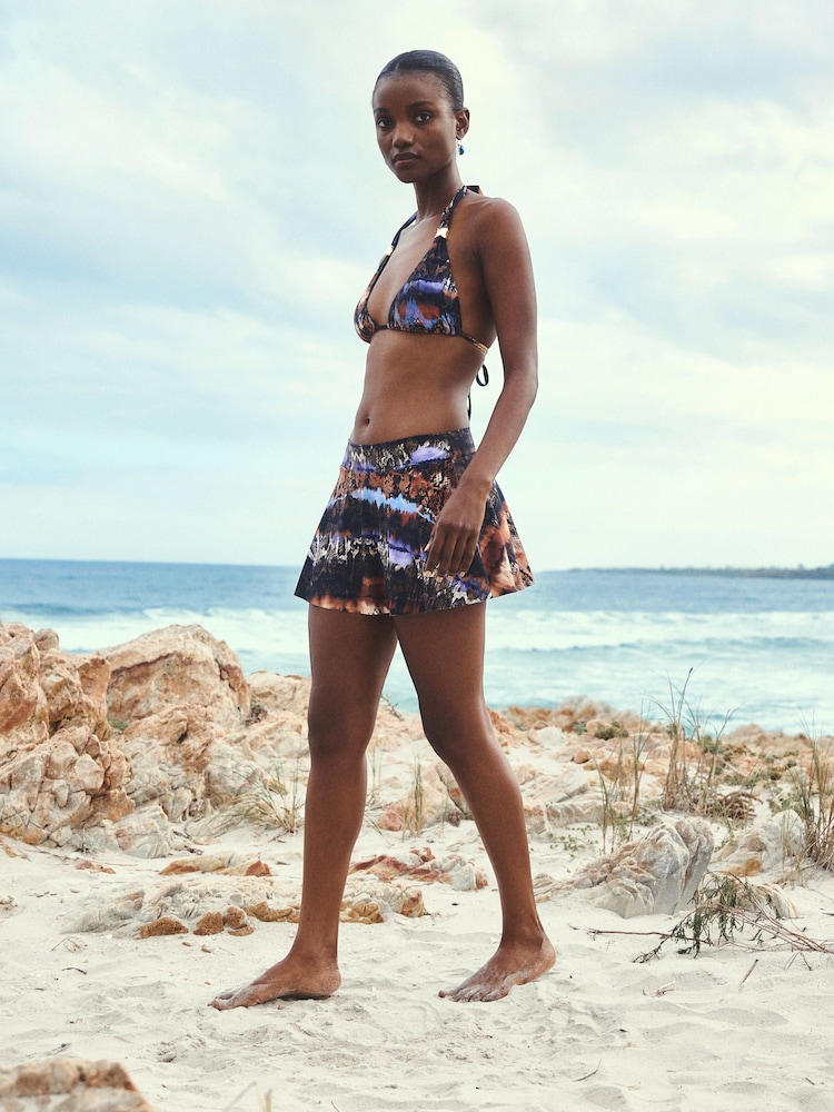 Brown/Blue Animal Swim Skirt Bikini Bottoms - Image 2 of 7 Brown/Blue Animal Swim Skirt Bikini Bottoms - Image 2 of 7