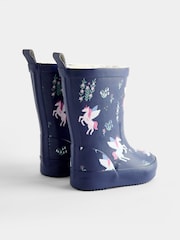 JoJo Maman Bébé Blue Unicorn Cosy Lined Wellies - Image 2 of 4