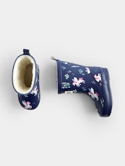 JoJo Maman Bébé Blue Unicorn Cosy Lined Wellies - Image 4 of 4