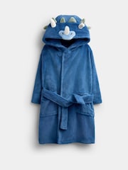 JoJo Maman Bébé Mid Blue Dinosaur Fleece Robe - Image 2 of 5