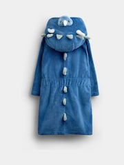 JoJo Maman Bébé Mid Blue Dinosaur Fleece Robe - Image 3 of 5