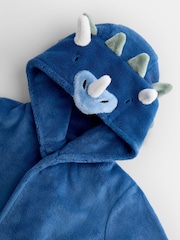 JoJo Maman Bébé Mid Blue Dinosaur Fleece Robe - Image 4 of 5