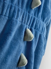 JoJo Maman Bébé Mid Blue Dinosaur Fleece Robe - Image 5 of 5
