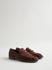 River Island Brown Faux Suede Ruched Loafers - Image 3 of 6