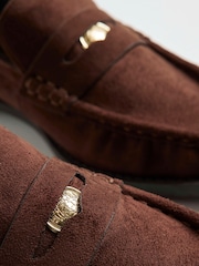 River Island Brown Faux Suede Ruched Loafers - Image 5 of 6