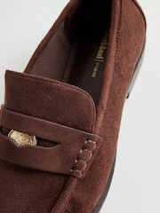 River Island Brown Faux Suede Ruched Loafers - Image 6 of 6