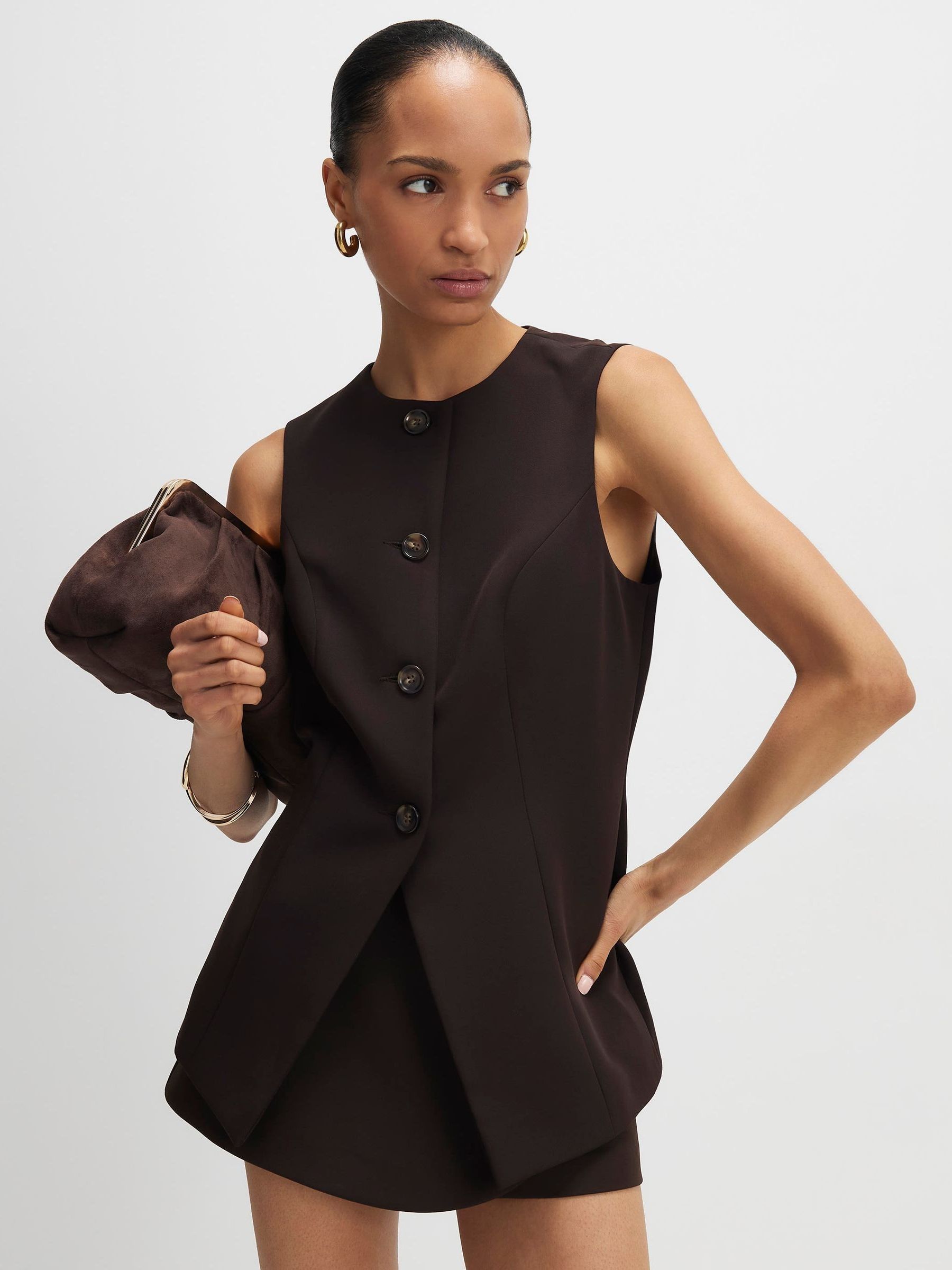 Buy River Island Brown Longline Tailored Waistcoat from Next USA