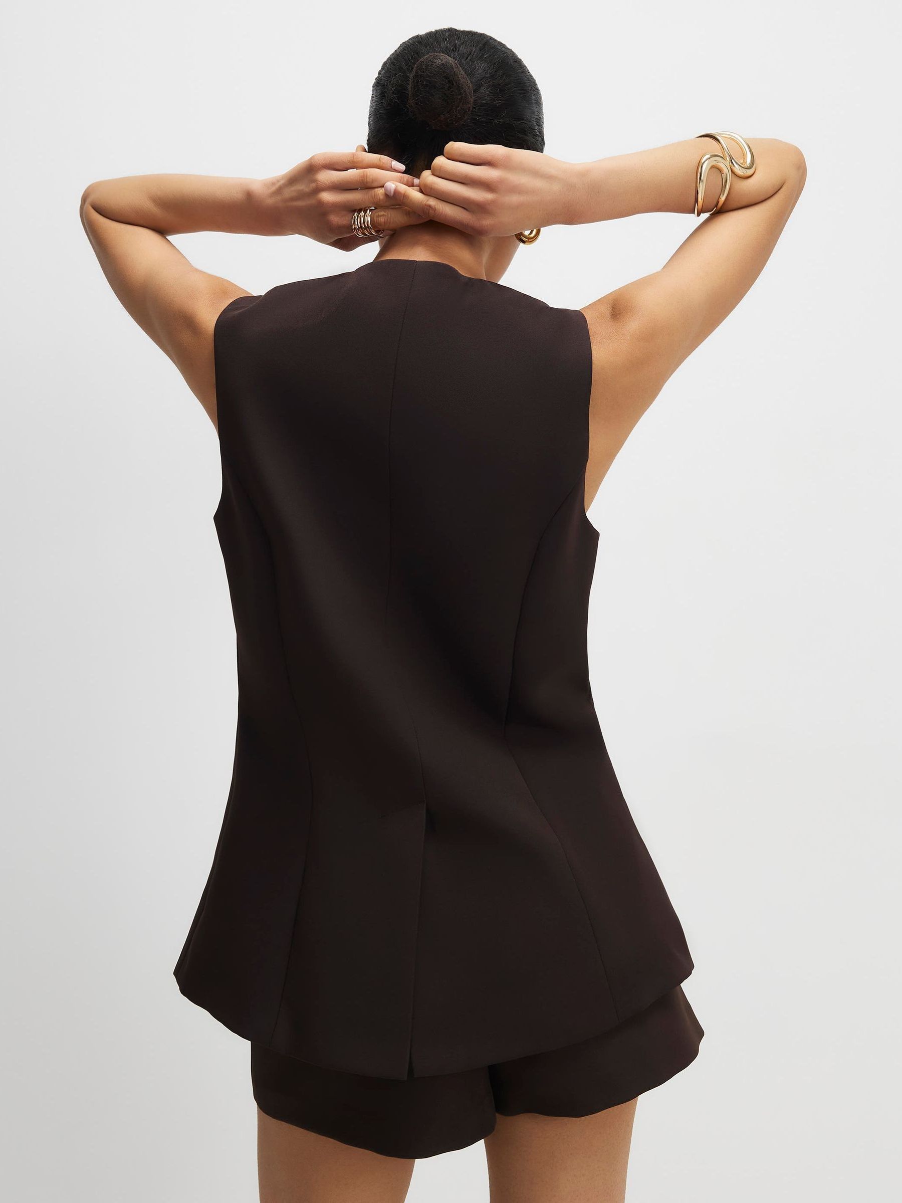 Buy River Island Brown Longline Tailored Waistcoat from Next USA