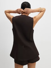 River Island Brown Longline Tailored Waistcoat - Image 3 of 4