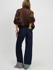 River Island Blue High Rise Relaxed Straight Turn Up Hem Jeans - Image 2 of 4