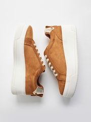 River Island Brown Faux Suede Wide Fit Buckle Flatform Shoes - Image 5 of 6