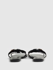 River Island Black Leather Buckle T-Bar Flat Sandals - Image 4 of 6