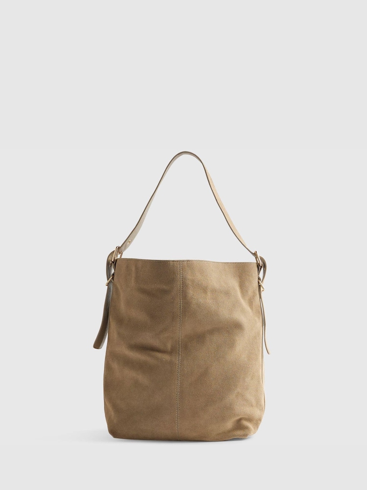 River Island Brown Suede Buckle Shopper Bag - Image 2 of 6